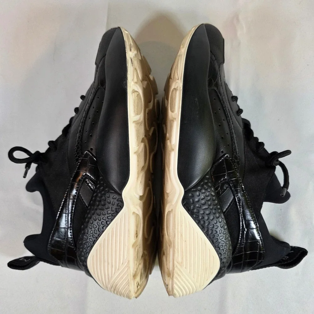 Stella McCartney Eclypse Black Croc Embossed Chunky Platform Sneakers Sz 38/7.5